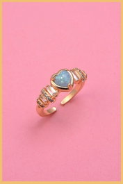 Heliophilia Silver Mavi - Opal - Kalp Anillo Dorado con Circonio